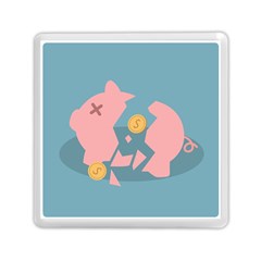 Coins Pink Coins Piggy Bank Dollars Money Tubes Memory Card Reader (square)  by Mariart