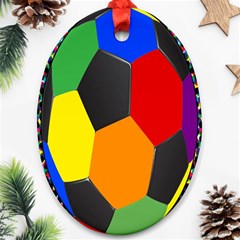 Team Soccer Coming Out Tease Ball Color Rainbow Sport Oval Ornament (two Sides) by Mariart
