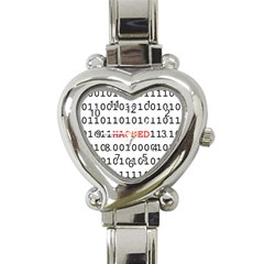 Binary Black Cyber Data Digits Heart Italian Charm Watch by Nexatart
