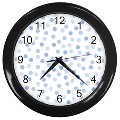 Bubble Balloon Circle Polka Blue Wall Clocks (black) by Mariart