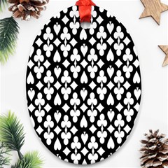 Dark Horse Playing Card Black White Ornament (oval) by Mariart