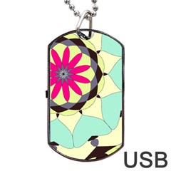 Pink Flower Dog Tag Usb Flash (one Side) by digitaldivadesigns