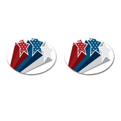 Star Red Blue White Line Space Cufflinks (oval) by Mariart