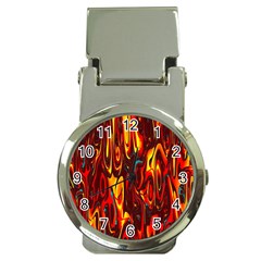Effect Pattern Brush Red Orange Money Clip Watches by Nexatart