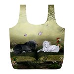 Wonderful Whte Unicorn With Black Horse Full Print Recycle Bags (L)  Back