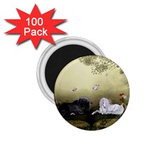 Wonderful Whte Unicorn With Black Horse 1 75  Magnets (100 Pack)  by FantasyWorld7