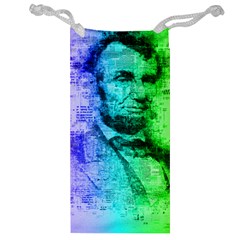 Abraham Lincoln Portrait Rainbow Colors Typography Jewelry Bag by yoursparklingshop