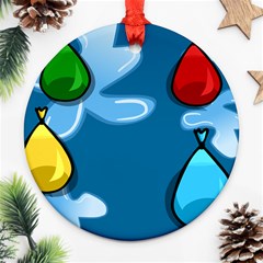 Water Balloon Blue Red Green Yellow Spot Round Ornament (two Sides) by Mariart