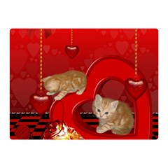 Cute, Playing Kitten With Hearts Double Sided Flano Blanket (mini)  by FantasyWorld7