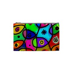 Digitally Painted Colourful Abstract Whimsical Shape Pattern Cosmetic Bag (small)  by BangZart