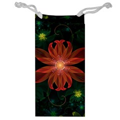 Beautiful Red Passion Flower In A Fractal Jungle Jewelry Bag by jayaprime