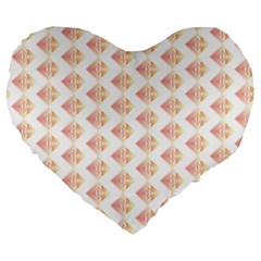 Geometric Losangle Pattern Rosy Large 19  Premium Heart Shape Cushions by paulaoliveiradesign