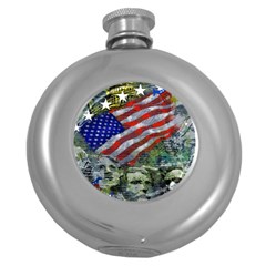 Usa United States Of America Images Independence Day Round Hip Flask (5 Oz) by BangZart