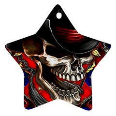 Confederate Flag Usa America United States Csa Civil War Rebel Dixie Military Poster Skull Ornament (star) by BangZart