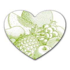 Fruits Vintage Food Healthy Retro Heart Mousepads by Nexatart