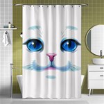 Cute White Cat Blue Eyes Face Shower Curtain 48  x 72  (Small)  Curtain(48  X 72 ) - 42.18 x64.8  Curtain(48  X 72 )