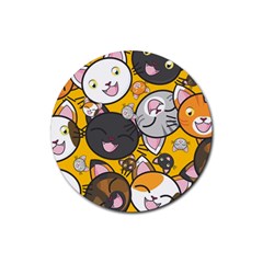 Cats Cute Kitty Kitties Kitten Rubber Round Coaster (4 Pack)  by BangZart