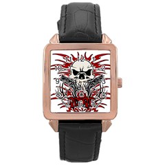 Acab Tribal Rose Gold Leather Watch  by Valentinaart