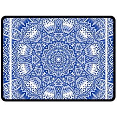 Blue Mandala Art Pattern Double Sided Fleece Blanket (large)  by paulaoliveiradesign