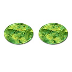 Green Springtime Leafs Cufflinks (oval) by designworld65