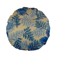 Fabric Embroidery Blue Texture Standard 15  Premium Round Cushions by paulaoliveiradesign