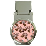 Chocolate Background Floral Pattern Money Clip Watches Front