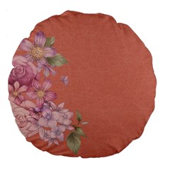 Flower Illustration Rose Floral Pattern Large 18  Premium Flano Round Cushions by paulaoliveiradesign