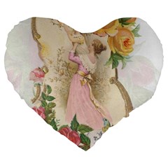 Vintage Floral Illustration Large 19  Premium Heart Shape Cushions by paulaoliveiradesign
