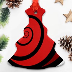Double Spiral Thick Lines Black Red Christmas Tree Ornament (two Sides) by Mariart