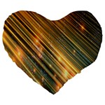Golden Blue Lines Sparkling Wild Animation Background Space Large 19  Premium Heart Shape Cushions Front
