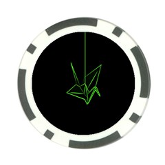 Origami Light Bird Neon Green Black Poker Chip Card Guard (10 Pack) by Mariart