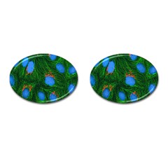 Fluorescence Microscopy Green Blue Cufflinks (oval) by Mariart