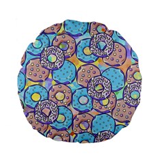 Donuts Pattern Standard 15  Premium Flano Round Cushions by ValentinaDesign