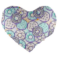 Donuts Pattern Large 19  Premium Heart Shape Cushions by ValentinaDesign
