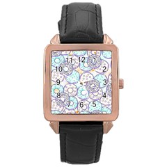 Donuts Pattern Rose Gold Leather Watch  by ValentinaDesign