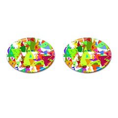 Colorful Shapes On A White Background                             Cufflinks (oval) by LalyLauraFLM
