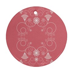 Flower Floral Leaf Pink Star Sunflower Round Ornament (two Sides) by Mariart