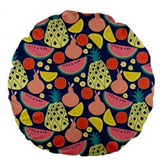 Fruit Pineapple Watermelon Orange Tomato Fruits Large 18  Premium Flano Round Cushions by Mariart