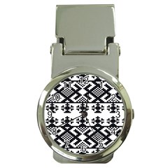 Model Traditional Draperie Line Black White Triangle Money Clip Watches by Mariart