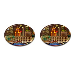 Shanghai Skyline Architecture Cufflinks (oval) by BangZart