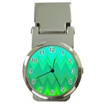 Green Zig Zag Chevron Classic Pattern Money Clip Watches Front