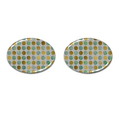 Green And Golden Dots Pattern                            Cufflinks (oval) by LalyLauraFLM
