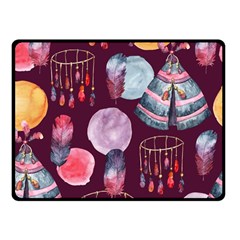 Boho Tribal Watercolor Pattern  Double Sided Fleece Blanket (small)  by paulaoliveiradesign