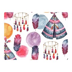 Boho Tribal Watercolor White Pattern Double Sided Flano Blanket (mini)  by paulaoliveiradesign