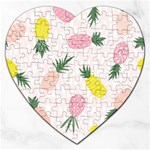 Pineapple Rainbow Fruite Pink Yellow Green Polka Dots Jigsaw Puzzle (Heart) Front