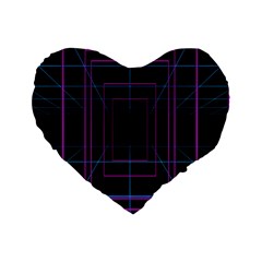 Retro Neon Grid Squares And Circle Pop Loop Motion Background Plaid Purple Standard 16  Premium Heart Shape Cushions by Mariart