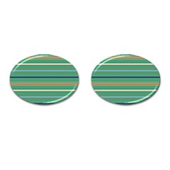Horizontal Line Green Red Orange Cufflinks (oval) by Mariart