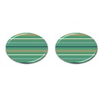 Horizontal Line Green Red Orange Cufflinks (Oval) Front(Pair)