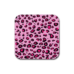 Pink Leopard Rubber Coaster (square)  by TRENDYcouture