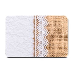 Parchement,lace And Burlap Small Doormat  by NouveauDesign